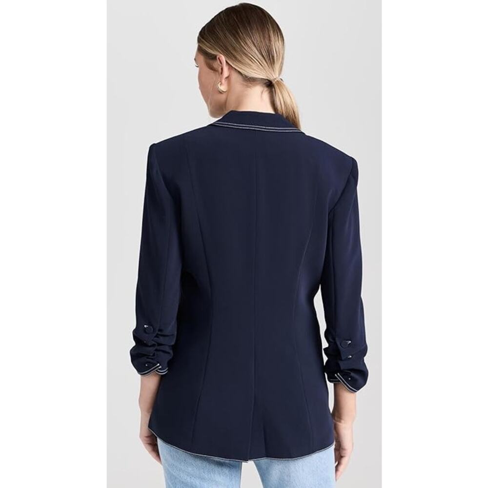 CINQ A SEPT Navy Crepe Khloe Blazer - Picture 2 of 13